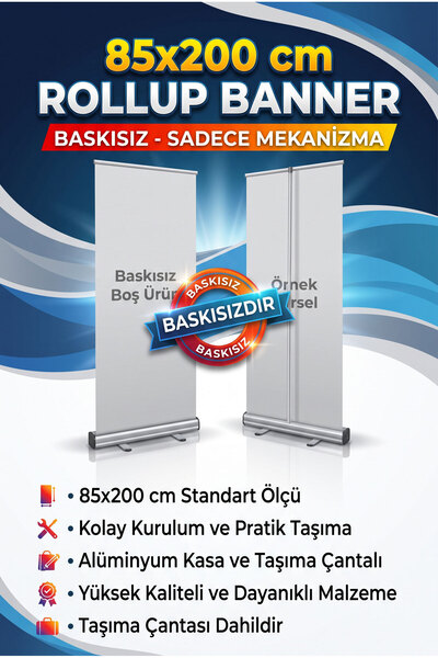 Kazanç Dünyası 85x200 cm Rollup Banner Mekanizması (Baskısız Boş Ürün) - Alüm...