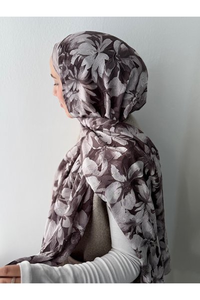 Hepsi Moda Floral Patterned Shawl - Mink