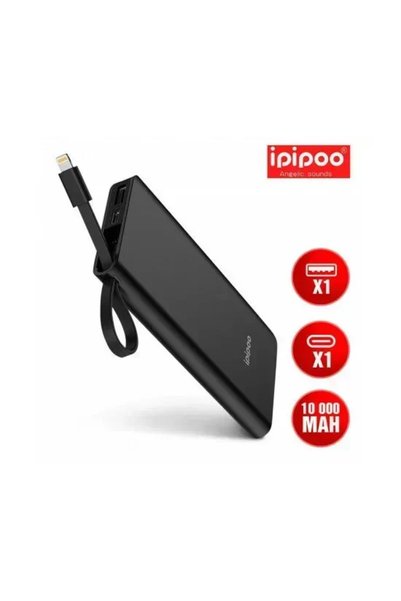 OEM Ipipoo LP-12 Power Bank με ενσωματωμένο καλώδιο Lightning 10000mAh σε μαύ...