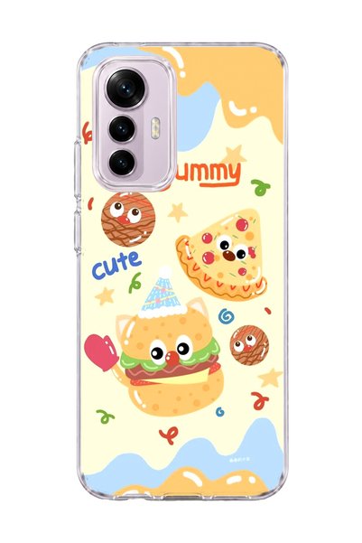 lelia Mi 12 Lite Compatible Cute Hamburger Pizza Printed Transparent Phone Case