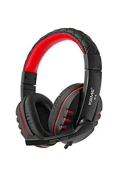 Komc Ενσύρματα Stereo ακουστικά Gaming K4 με μικρόφωνο, σε κόκκινο/μαύρο χρώμα