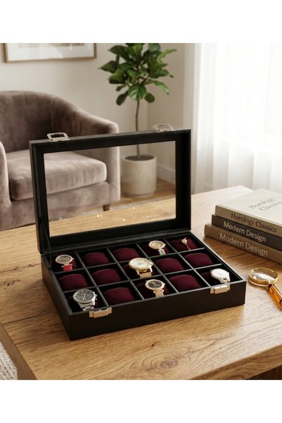 alpinkutu 15 Li Artificial Leather Watch Organizer Box