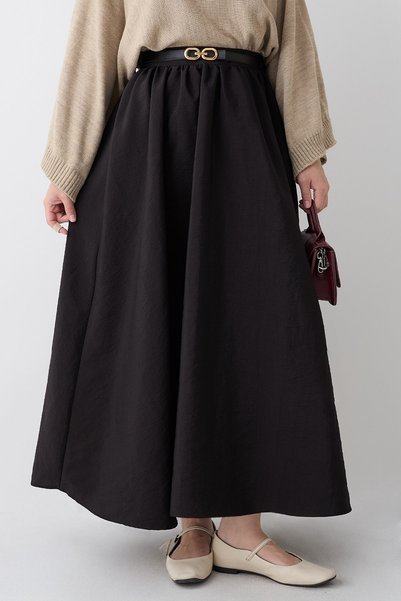 InStyle Black Skirt with Pleated Belt