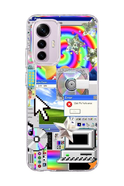 lelia Mi 12 Lite Compatible Rainbow Old Computer Printed Transparent Phone Case