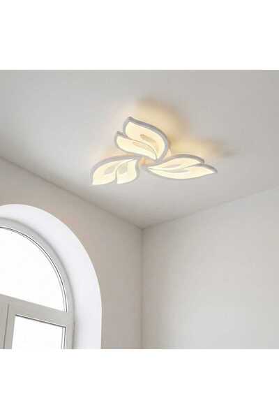 Grandia White flower design LED chandelier, with remote control, 3 light shades