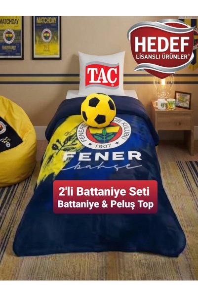 Hedef Lisanslı Ürünler Battaniye Seti 2'li Yeni Sezon Lisanslı Fenerbahçe Fanatik (Battaniye & Peluş Top) Tek Kişilik