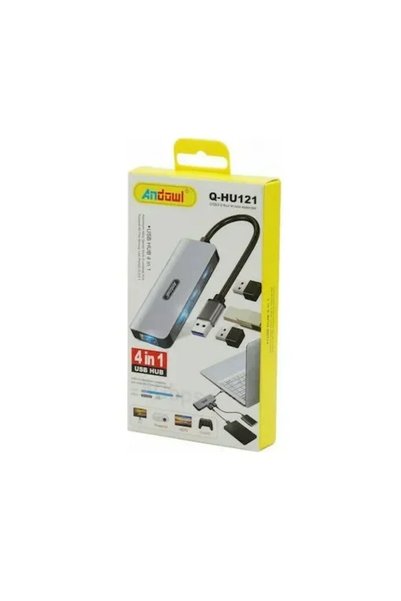 Andowl USB Hub 4 θυρών Q-HU121 σε ασημί χρώμα