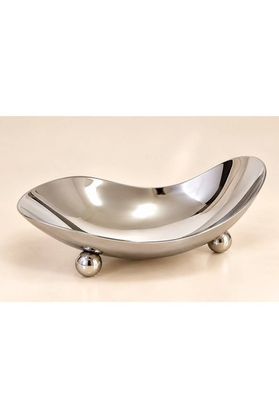 aljahwari Stainless Steel Medium Oval Serving Dish with Stand
