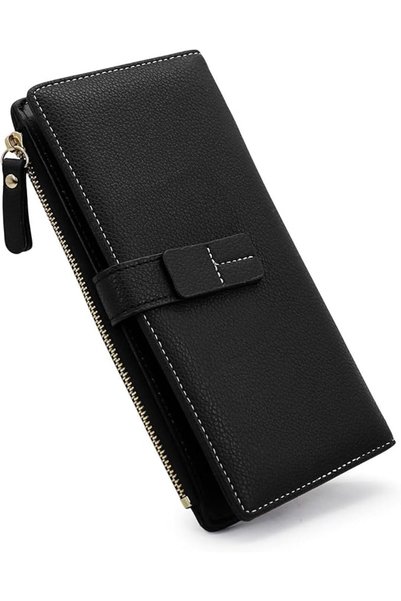 GENERAL Castoweve Pu Leather Wallet for Women, Minimalist Black Design, Rfid ...