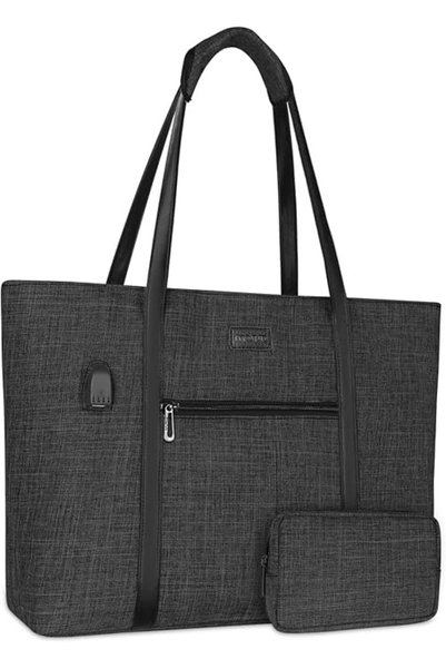 Mosiso USB Port Laptop Tote Bag for Women, Laptop Bag