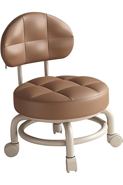 GENERAL Low Rolling Seat Pedicure Stool, Multipurpose Sofa Foot Rest with Bac...