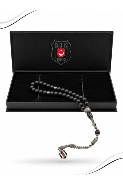 Beşiktaş YENİ SEZON LİSANSLI MAT ONİX DOĞALTAŞ TESBİH ÖZEL KUTU