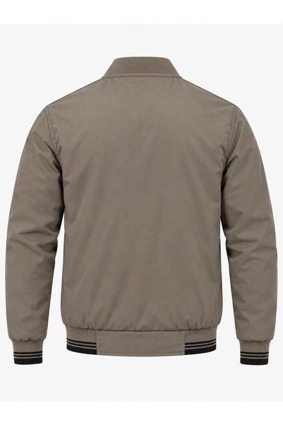 MOT&MONT Men's (Polo Collar) Bondet Fabric Water and Wind Resistant Plush Lined and Inside Pocket Detailed Bomber Coat Jacket Walnut.. Choose Size 1 Smaller..
