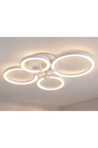 Generic Brand Plafonieră LED Modernă cu 4 Inele, Albă, 50 cm, Clasa Energetică E, Design Elegant
