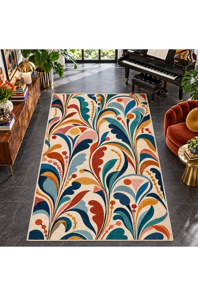 Rugs Modern Halı Eta Vintage Abstract Botanical Pattern Woven Base Carpet Eta...