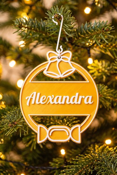 OEM Glob Craciun Personalizat cu Nume Alexandra - Ornament Brad Plat Auriu cu...