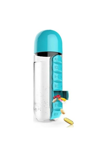 OEM Παγούρι νερού TMV-0036 με οργανωτικές θήκες 600ml σε μπλε χρώμα