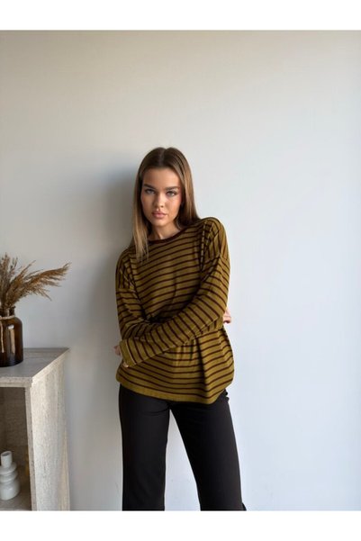 Cistern İstanbul Women's Viscose Striped Sweater