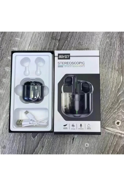OEM Air-27 Earbud Bluetooth Handsfree ακουστικά με θήκη φόρτισης σε μαύρο χρώμα