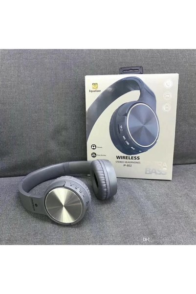 OEM Ακουστικά Wireless Bluetooth Headset Subwoofer Stereo P802, σε Γκρι Χρώμα