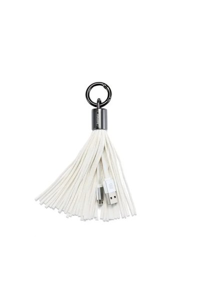 Remax Μπρελόκ και καλώδιο φόρτισης Micro Usb RC-053m Tassels Ring, σε λευκό χ...