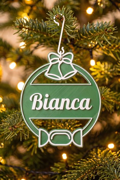 OEM Glob Craciun Personalizat cu Nume Bianca - Ornament Brad Plat Verde Brad ...