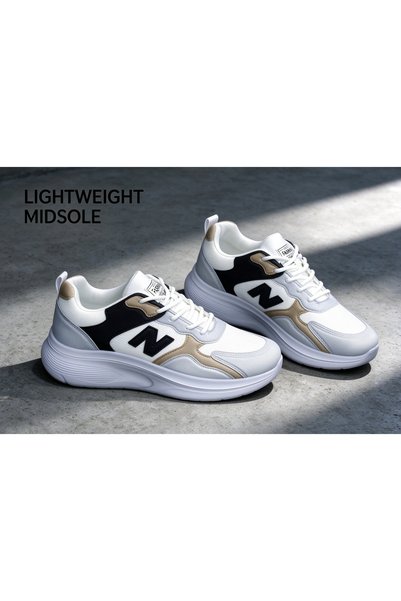 Huanhuan Shoe أحذية رجالية عصرية بتصميم شبكي ملون وقابل للتنفس مع أربطة؛ أحذي...