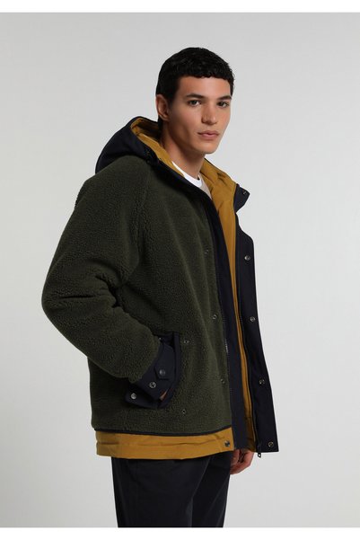 Colin's Regular Fit Hooded Zippered Lined Men's Green Coat