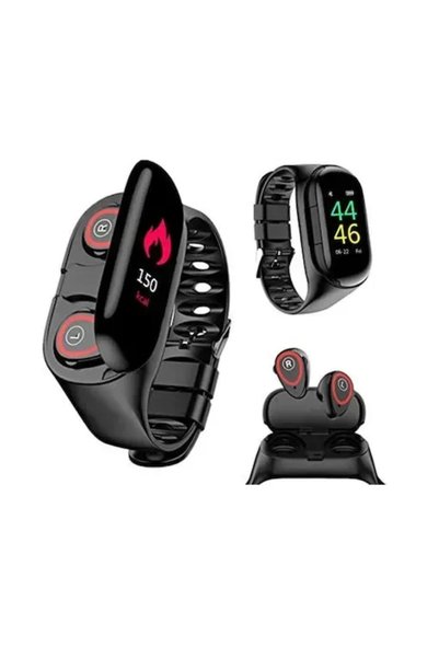 OEM TWS 2in1 M1 Activity Tracker με παλμογράφο σε μαύρο χρώμα
