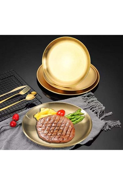 DORAIMI123 304 Stainless Steel Dinner Plate，Stainless Steel Plates Set of 6 Metal Dinner Plates 6.7 Inch Snack