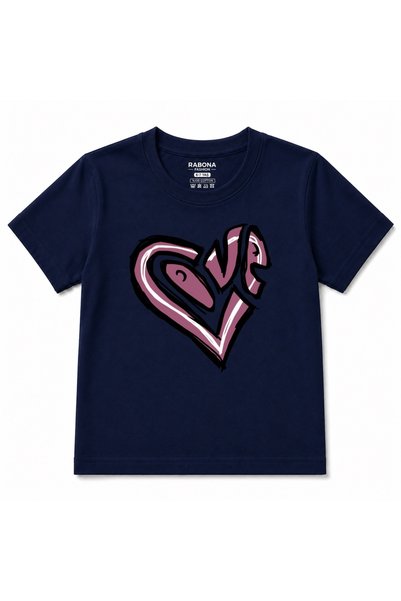 Rabona Fashion Love in Motion – Pink Graffiti Heart Kids Graphic T-Shirt