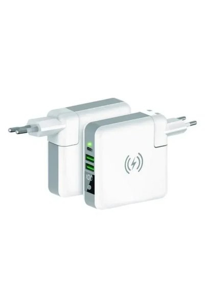 OEM Ασύρματο Power Bank KSIX Travelling Charging 4in1 6700 mAh σε λευκό χρώμα