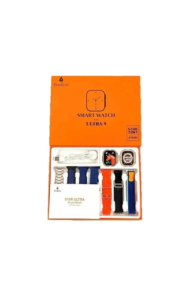 OEM S100 Ultra Smartwatch σετ 7 σε 1 σε μαύρο χρώμα