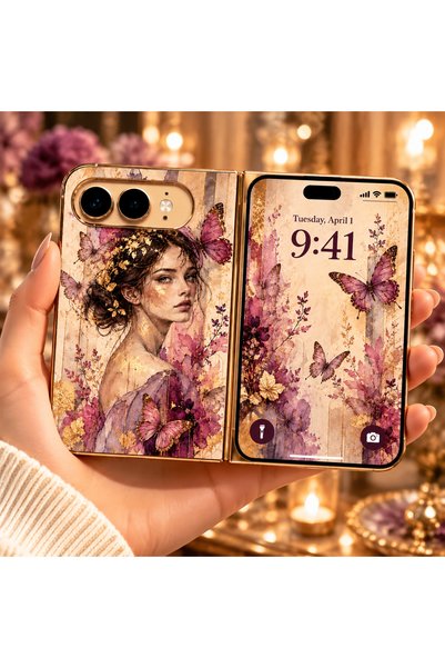 Arvencase Apple iPhone Duo Uyumlu Premium Desenli Kılıf Katlanabilir iPhone M...