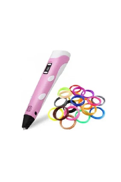 OEM Σετ 3D Pen στυλό τρισδιάστατης εκτύπωσης με 10 επιπλέον νήματα σε ροζ χρώμα