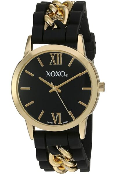 Accutime ساعة XOXO نسائية كوارتز معدنية ومطاطية، اللون: أسود (الموديل: XO8101...