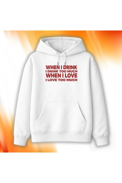Vordevia Drink and Love Printed Cotton 3 Thread Threaded Oversize Sweatshirt