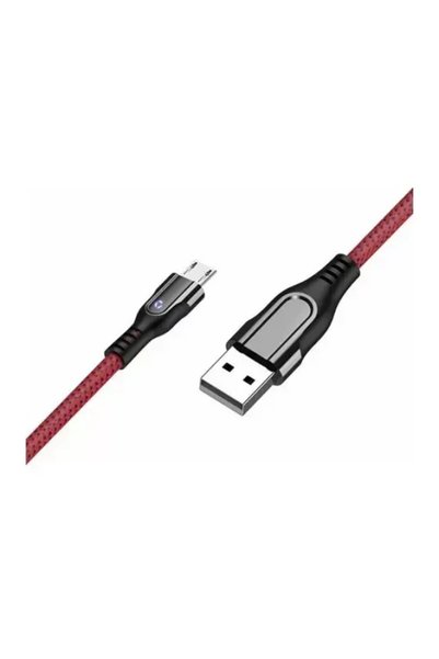 Hoco Πλεγμένο / LED Καλώδιο USB 2.0 σε micro USB κόκκινο 1.2μ (U54 Advantage)