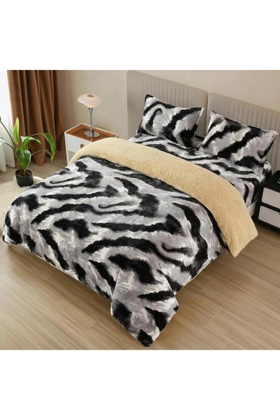 Pucioasa Fashion Casa Cocolino Double Bed Linen Set with Fur, Fitted Sheet, V...