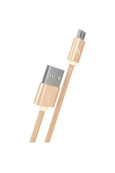 Hoco Πλεκτό καλώδιο USB 2.0 σε micro USB χρυσό 1.0μ (X2)