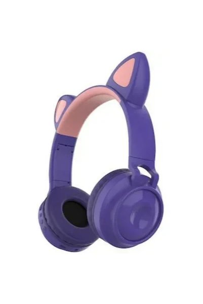 OEM Ασύρματα ακουστικά Bluetooth Cat Ears ZW028 σε μωβ χρώμα