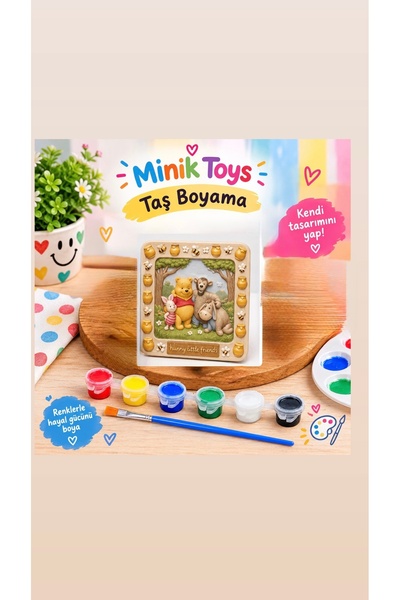 Özel Winnie Pooh ve arkadaşları 15 cm Taş boyama