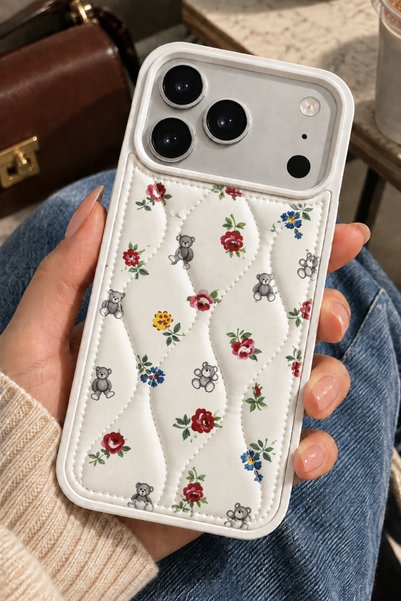 WANNA PROTECT حافظة منفوخة مبطنة بنمط مطرز متوافقة مع iPhone 17 Pro Max / 18 ...