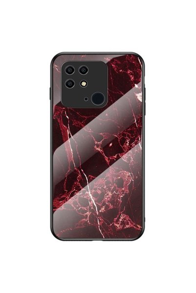 OEM Υβριδική Θήκη Σιλικόνης για Xiaomi Redmi 10C με Γυάλινη Πλάτη, Μαύρο-Κόκκ...