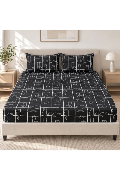 celhome Калъф за легло Finet, еластичен, 3 части, 180x200 см, 2 калъфки за въ...