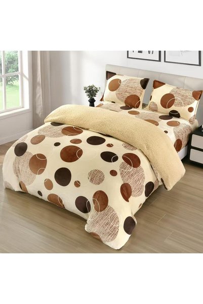 Pucioasa Fashion Casa Cocolino Double Bed Linen Set with Fur, Fitted Sheet, V...