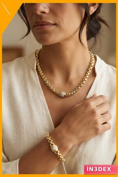 İN3DEX Xuping Singapur Zincir Model Kolye ve Bileklik Set