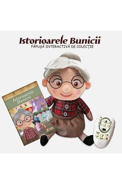 İDEA Jucărie interactivă Grandma's Stories , 30 de fraze amuzante, 4 povești, multicoloră, pentru 3 ani