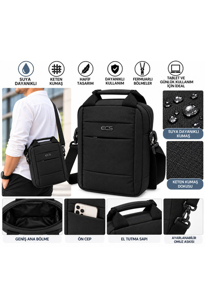 Dadacuq Geantă de umăr pentru bărbați ECS gri, cu curea reglabilă, pentru utilizare zilnică, geantă crossbody de dimensiuni mari