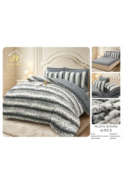 OEM Pilotă Blăniță Alb-negru 2 Persoane 6 Piese 200x230 cm, Model IA-04 Aurel...